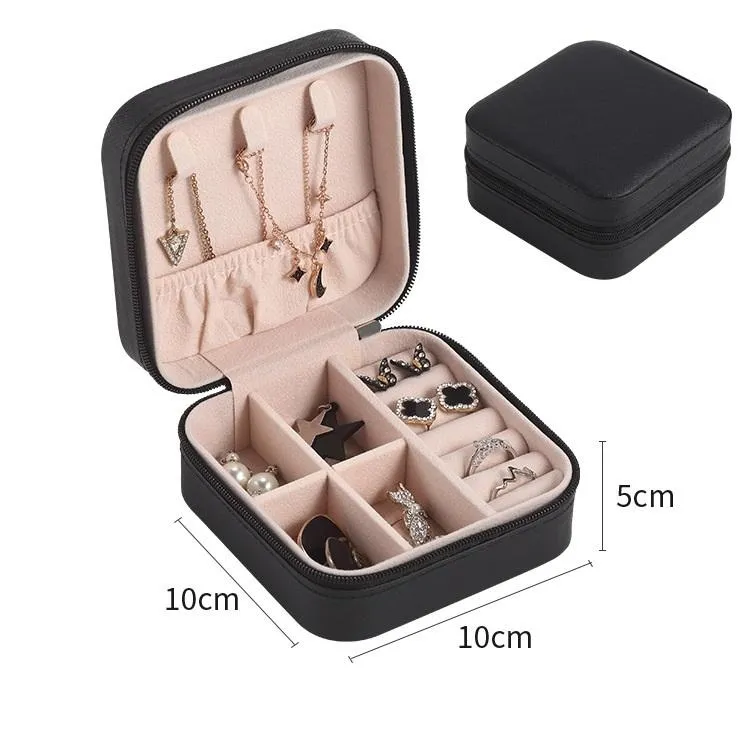 Portable Jewelry Box Ring Earring Storage Organizer Bins Easy To Carry PU Jewelry Boxes Logo Custom HH22-15