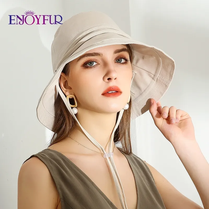 ENJOYFUR Womens Cotton Packable Hat Womens With Wide Brim, Foldable And  Adjustable For Fashionable Beach And UV Sun Protection Y200602 From  Shanye08, $13.36