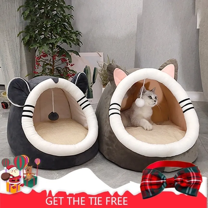 따뜻한 애완 동물 침대 개 침대 집 겨울 따뜻한 고양이 침대 Xmas foldable 애완 동물 하우스 텐트 이동식 쿠션 축소 2010