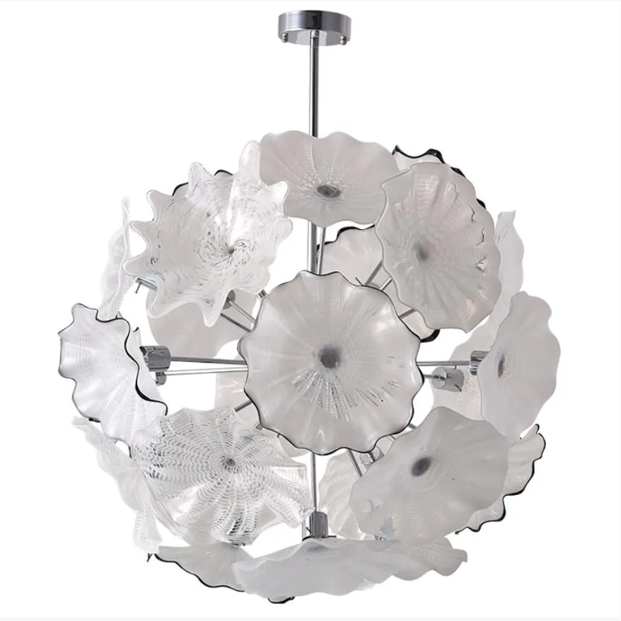 Hanglampen bloem licht geblazen glas kroonluchters verlichting diameter 44 inches LED-verlichting bron witte kleur kroonluchter lamp voor huisdecoratie-z