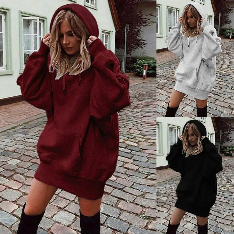 Felpe Con Cappuccio Da Donna Felpe Larghe Autunno Inverno Con Tasca Moda Poliestere Ispessito Tinta Unita Manica Lunga Donna Casual Caldo Oversize Da 17 57 DHgate