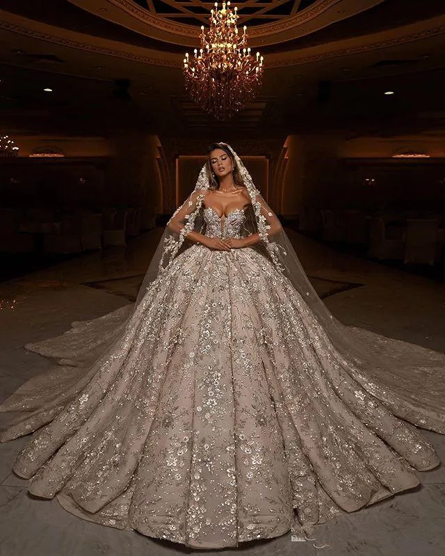 Most sparkly on sale wedding dress