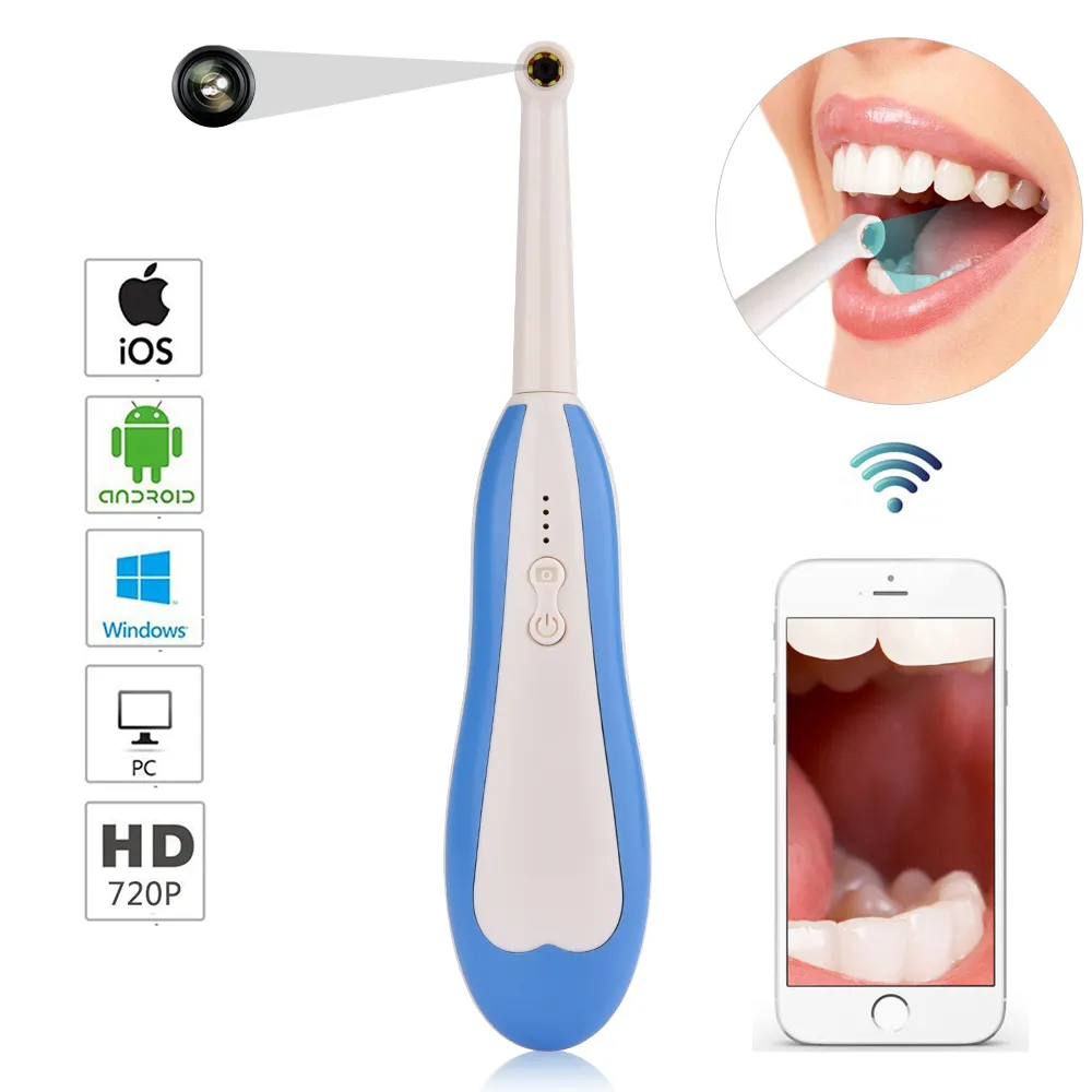 WiFi Wireless Intraorale Camerale Dentale Macchina Fotografica HD Endoscopio HA CONDOTTO LA Luce di Controllo di Monitoraggio Per Il Dentista Orale Video in tempo reale