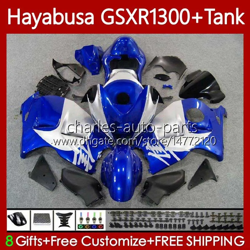 Carénages pour SUZUKI Blanc bleu Hayabusa GSXR-1300 GSXR 1300 CC GSXR1300 96 97 98 99 00 01 74No.71 GSX-R1300 1300CC 2002 2003 2004 2005 2006 2007 GSX R1300 96-07 Carrosserie