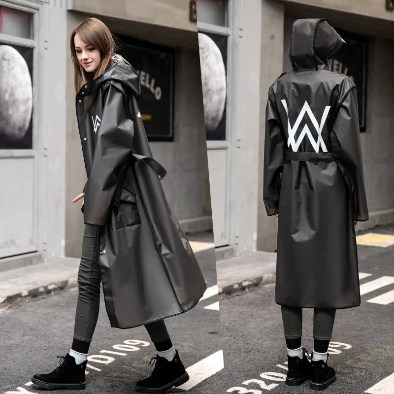 Fashion Big Size Men And Women EVA Black Rain Coat Poncho Ladies Waterproof Long Slim Raincoat With Belt Adults Jacket Alan Walker Raincoat 201202 From Bai10 12.98 DHgate.Com