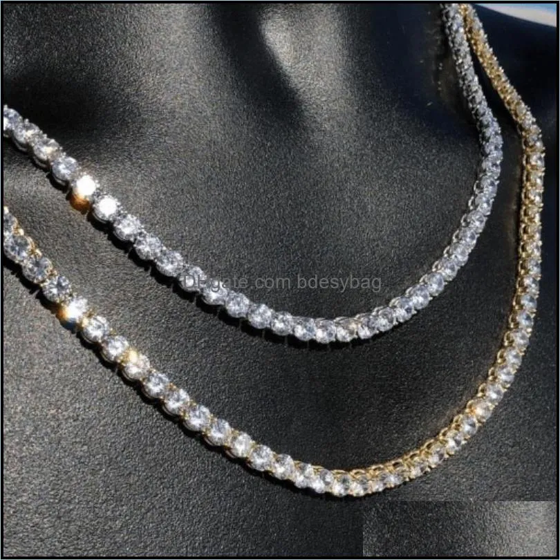 fashion designer graduated tennis jewelry Single Ice chain necklace crystal Luxury diamond titanium steel European and American street hip hop christmas
