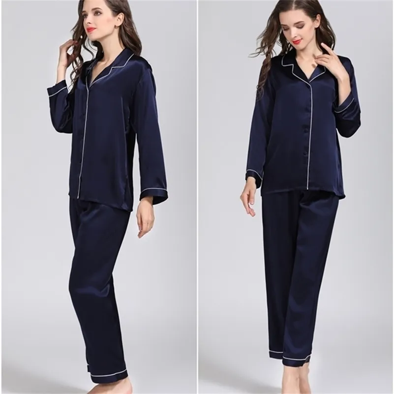 Klassieke damespyjama van 100% zuivere zijde Nachtkleding Nachtjapon M L XL YM007 201217