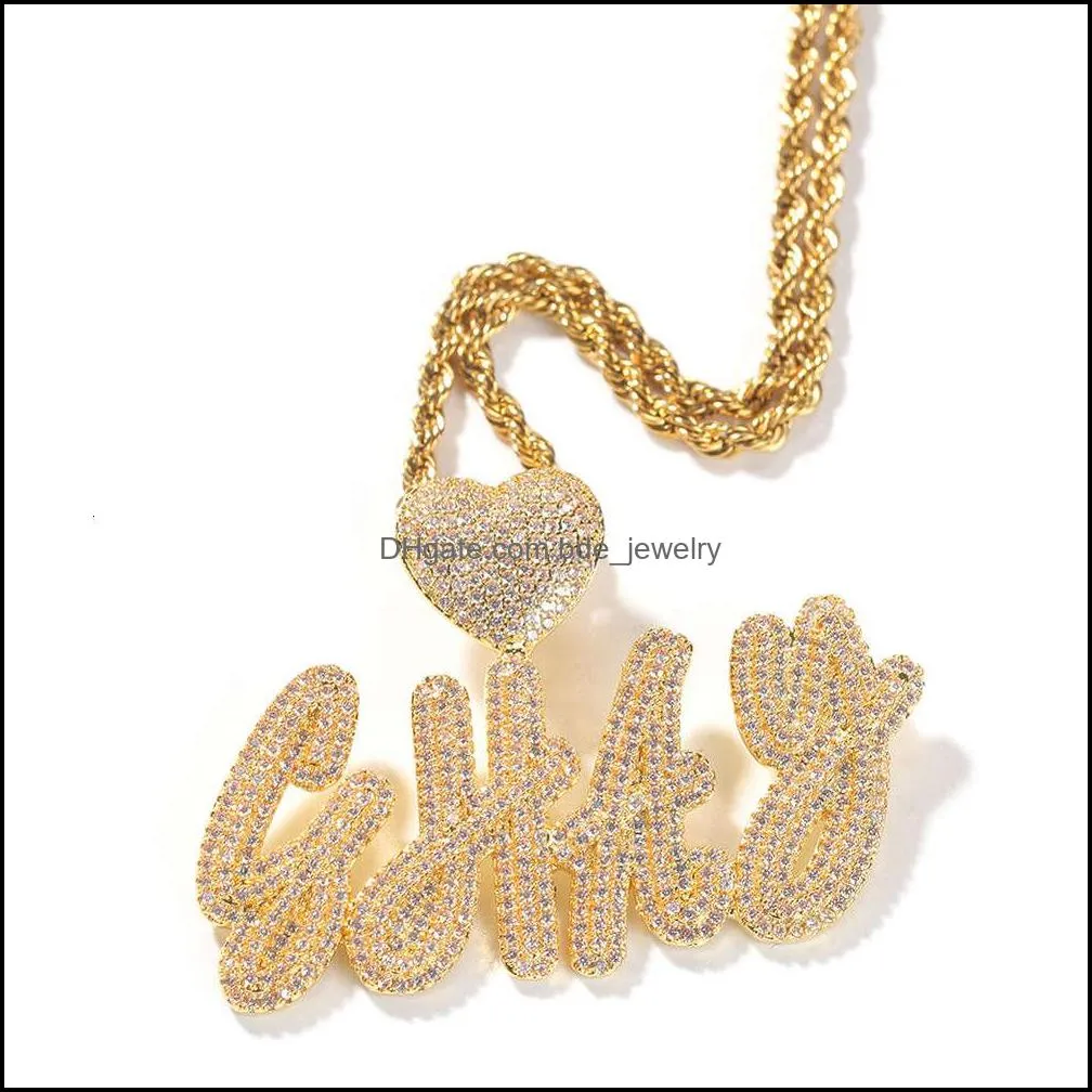 Hip Hop iced out jewelry Cuban Link Diamond letter custom Necklace women jewelry