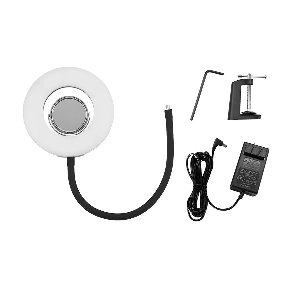 Lampada da tavolo 8 "5500K LED Ringlight Luce video ad anello 24W Dimmerabile Riempimento con specchio per trucco per foto Illuminazione video in diretta 2