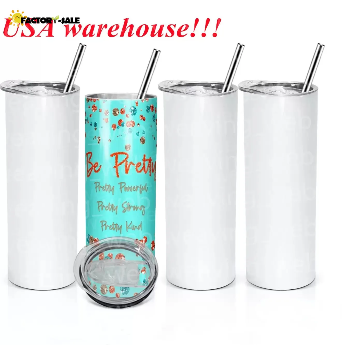 CA USA Local warehouse 24H ship sublimation straight tumbler 15oz 20oz 30oz blank skinny tumblers sippy cup water bottle USA warehouse GG0517