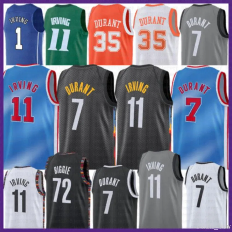 2021 New Kevin Basketball Jersey 7 Durant Kyrie Mens 11 Irving Mesh 72 Biggie Retro 저렴한 오렌지