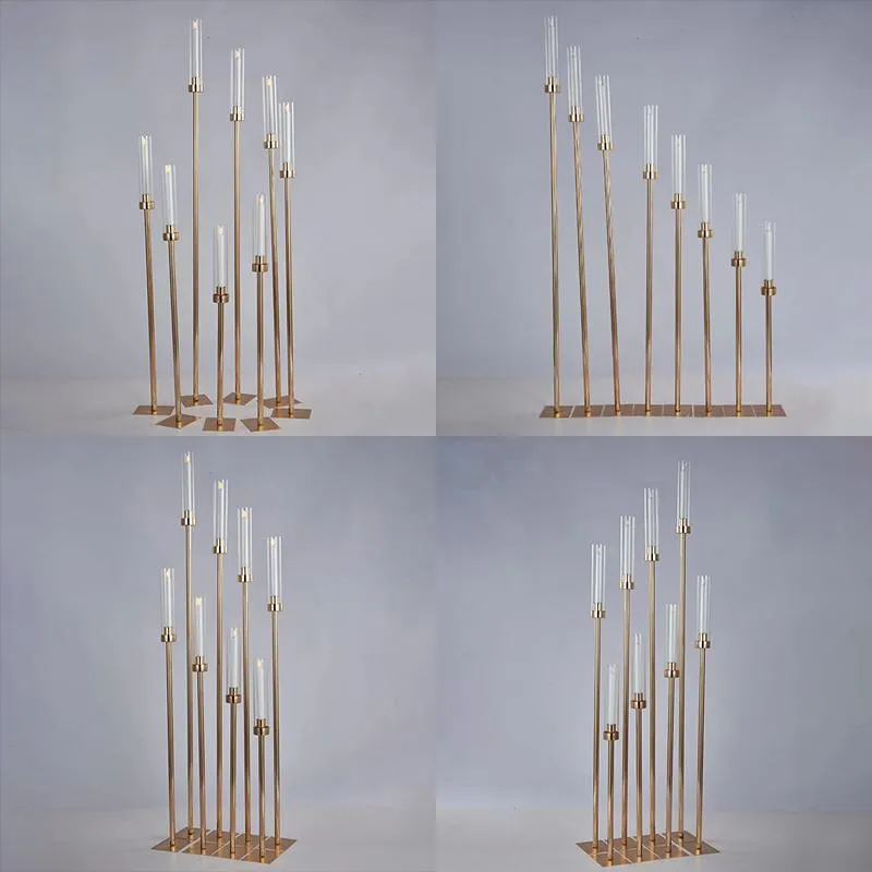 Portacandele 8 teste di candela in metallo candelabro variabile candelabri tavola di nozze centrotavola vasi di fiori vasi di piombo stradale deco