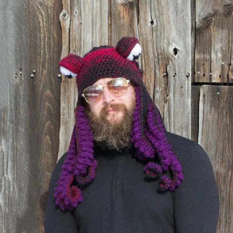 New Year Halloween Christmas Couple Hand Knitted Knitted Wool Hat Party Fun Tricky Headwear Octopus Hat Dropshipping 201127