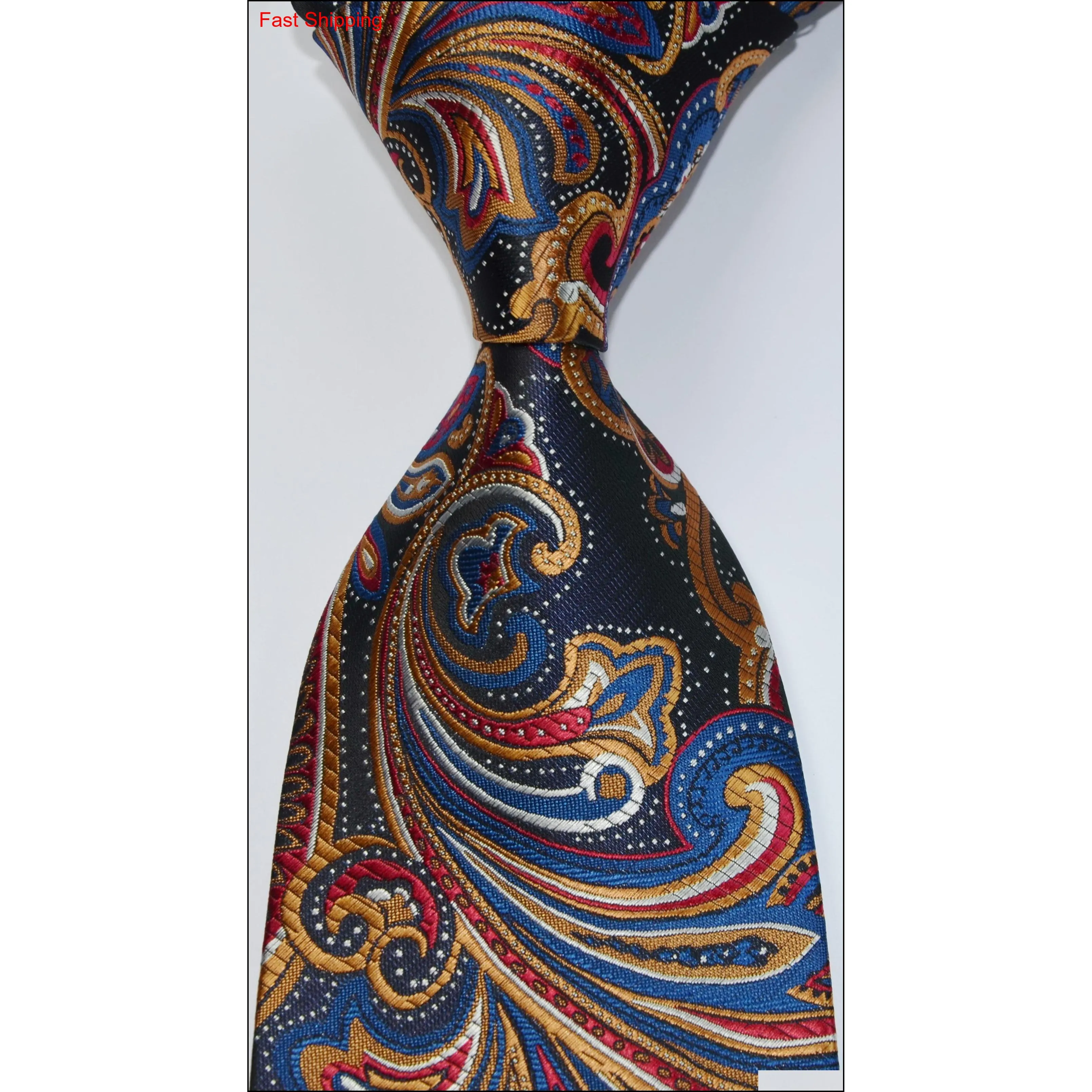 men`s floral tie silk necktie gold blue jacquard party wedding woven fashion design gz7201116