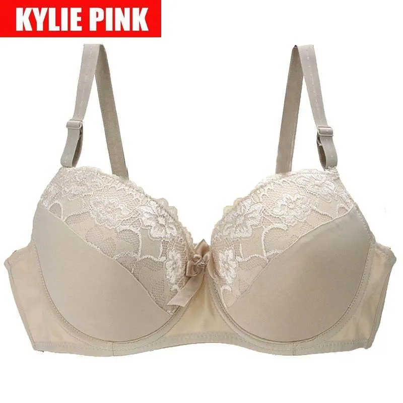 Floral Lace Padded Push-Up Bra, Pink
