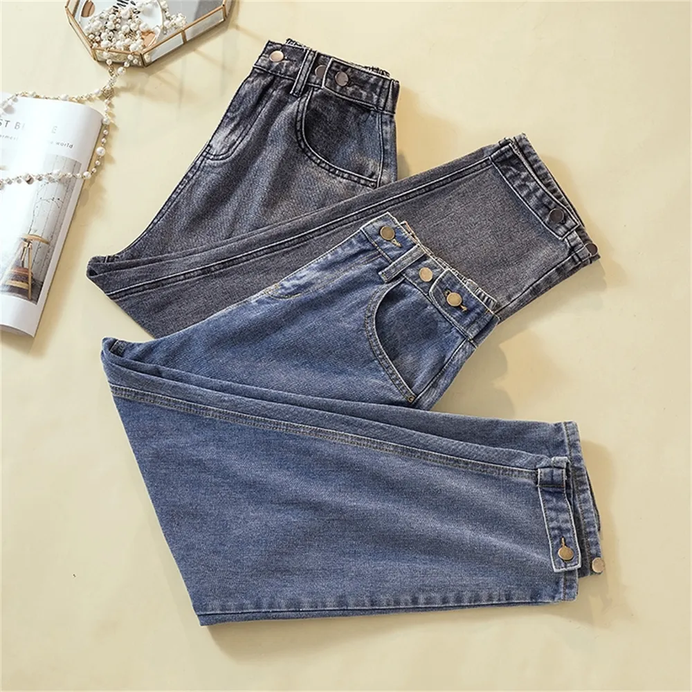 Jeans för kvinnor plus storlek höst vinter sammet förtjockad hög veps lös mjukmedel ankel längd mamma denim harem byxor 4xl 5xl lj200808