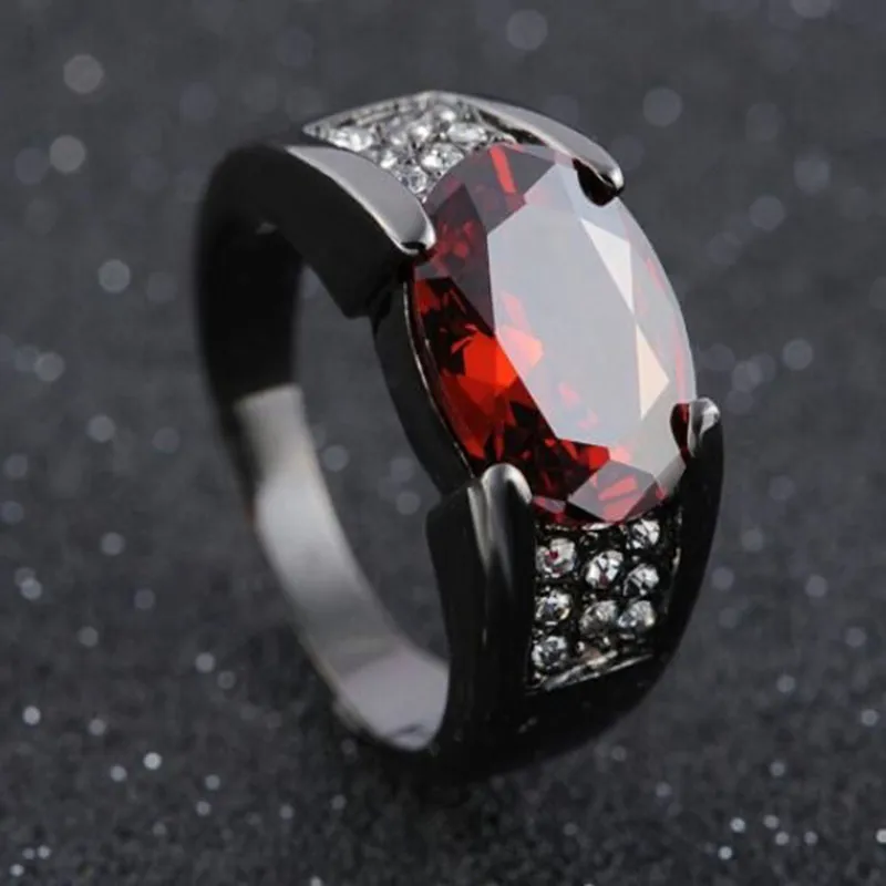 Modedesigner Diamant Ringe Schmuck Gold Schwarz Gun Ringe Luxus Rot Zirkon Ring Für Männer Frauen Paar Geburtstag Party Geschenke 2201202D