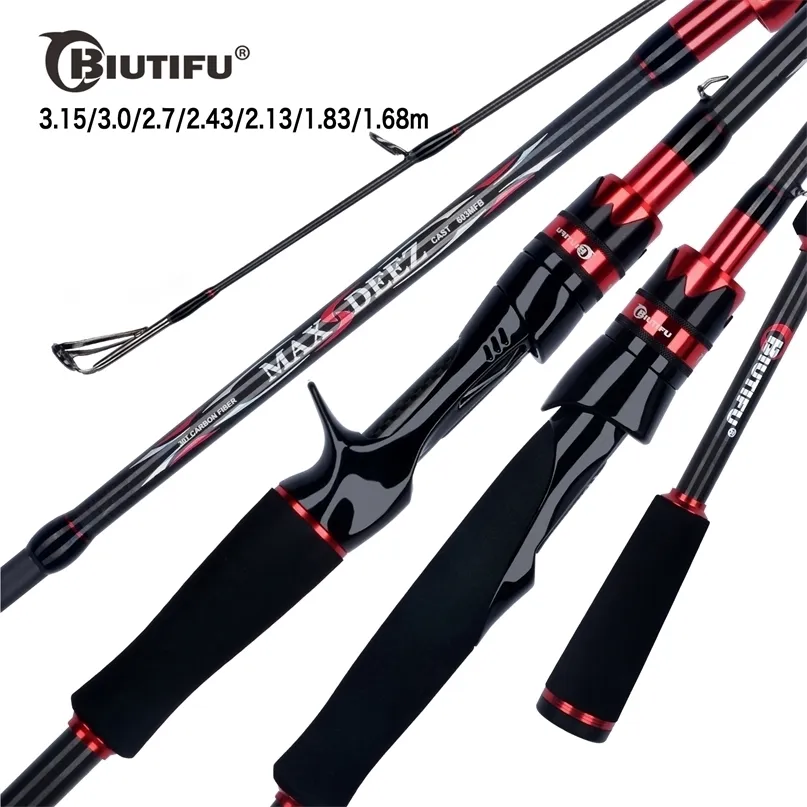 BIUTIFU Spinning Casting Lure Fishing Rod FUJI Guide 1.8/2.1/2.4/2.7/3.15m Carbon 3-70g M/MH/H Baitcasting For Seabass Pike Pole 220224