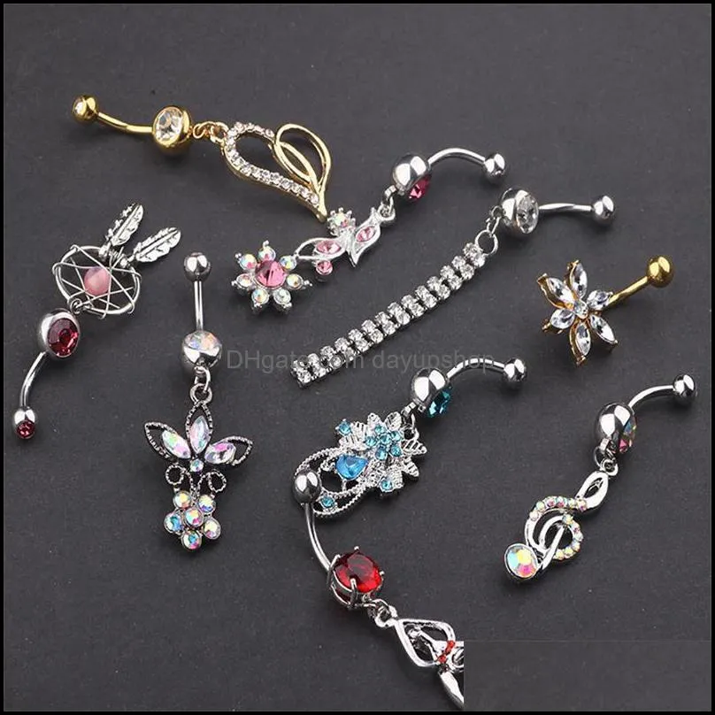 fashion dangle belly ring mix style navel button piercing body jewelry belly button rings for women