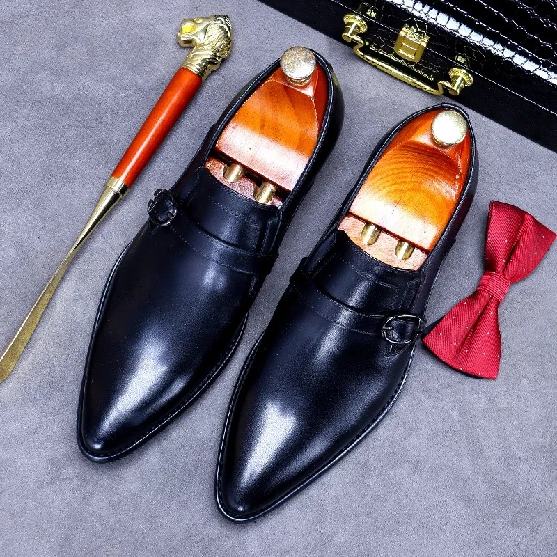 Autumn Men Business s Nouveau usure formelle hommes chaussures simples coréen authentique cuir plus taille avec boucle bune bune chaussure plut