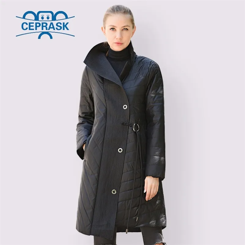 CEPRSK printemps automne veste femmes offre spéciale mince coton Parka mode col asymétrie longue grande taille manteau vêtements chauds 201214