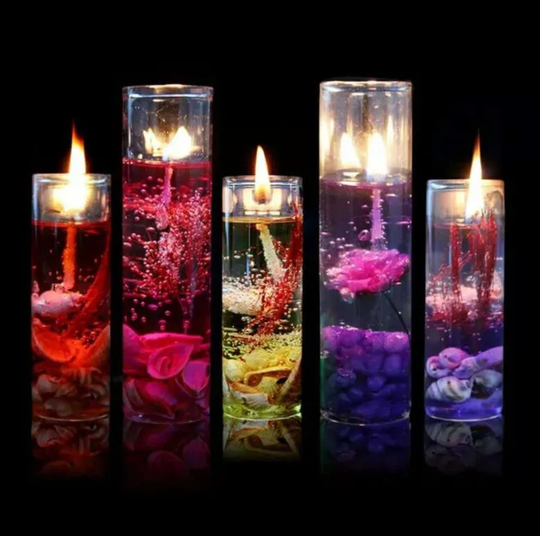 High Quality Aromatherapy Smokeless candles Ocean shells jelly  oil Wedding candles romantic scented candles Color Random