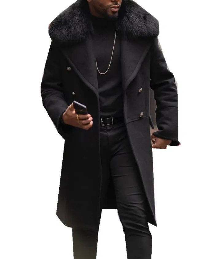 Mens trench coat best sale with fur collar