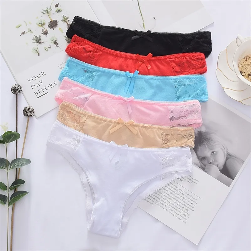 6 pcs lace sexy lingerie mulheres algodão g-string thong calcinha cordas underwear mulheres briefs calças íntimas senhoras low-arranhão P0044 201112