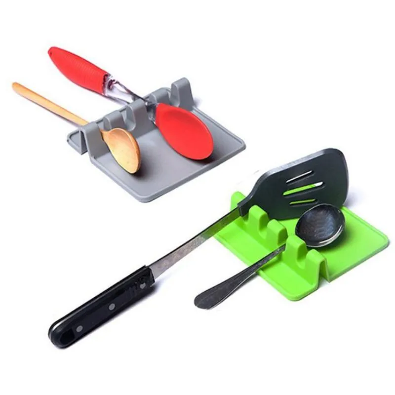 Porte-cuillère de cuisine Repose-cuillère en silicone Pot en silicone Porte-cuillère Spatule résistante à la chaleur Clip Cuisine étagère antidérapante multifonctionnelle LX451