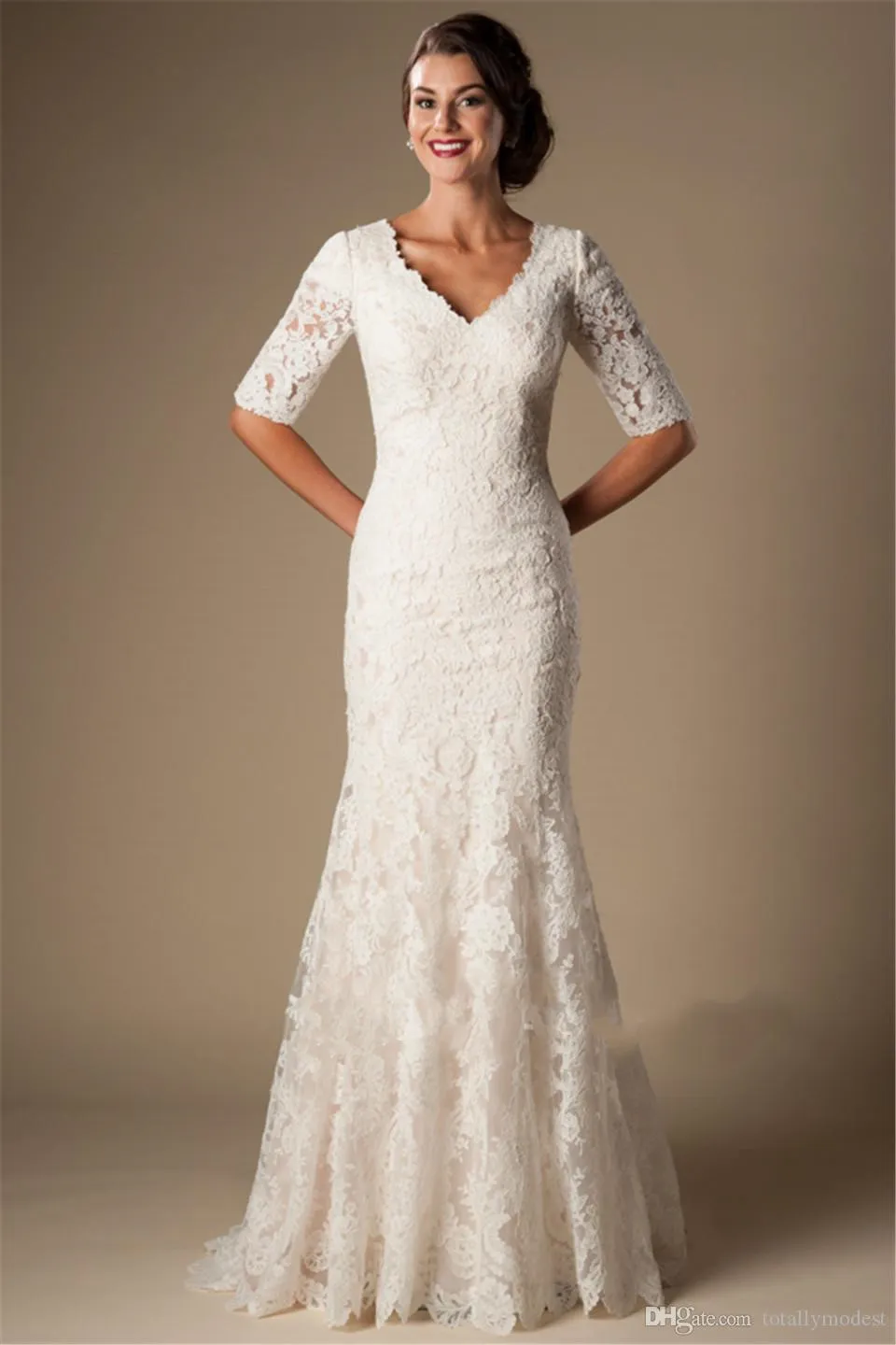 Alyce Paris 27628 High Slit Elbow Sleeve Dress - MadameBridal.com