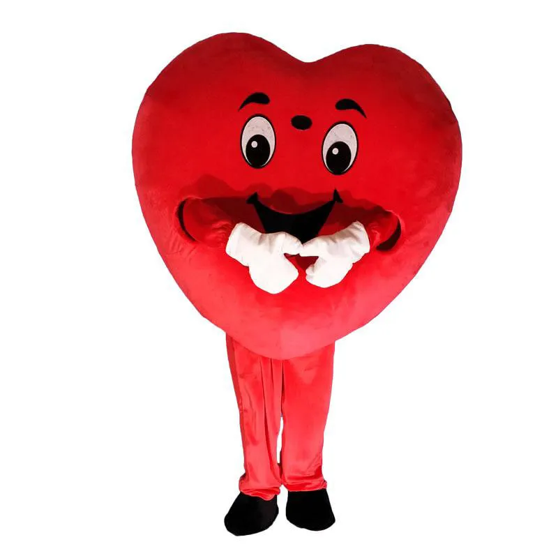 2019 nouveau costume de mascotte d'amour de coeur rouge Costume de spectacle de fête d'anniversaire de la Saint-Valentin Adulte taille 284g