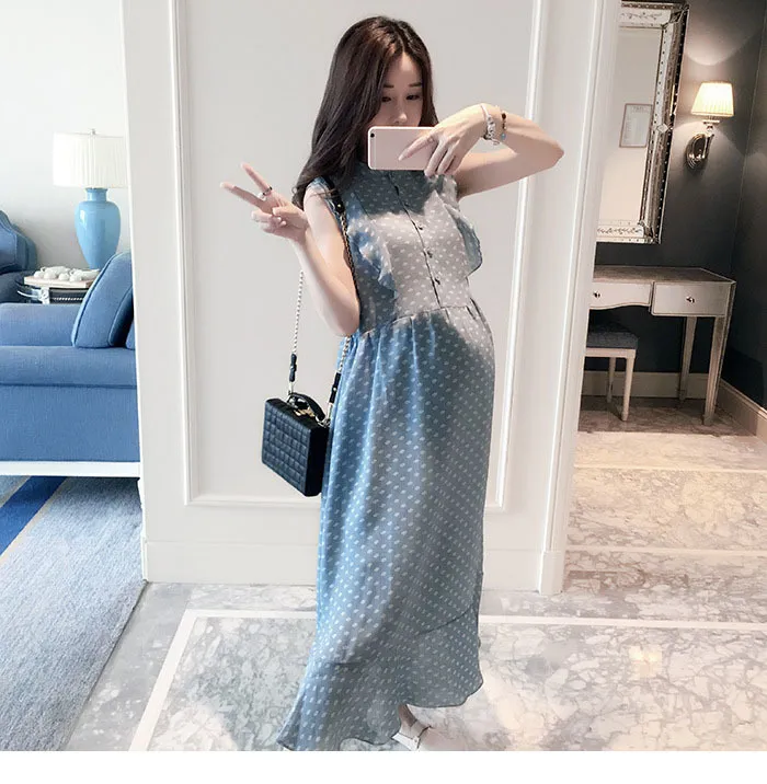 Summer maternity Dress shopee For Photo Shoot Fashion Pregnant Women Clothing Dot Plus Size Long Dress Beach Pregnancy Clothes BC1726 LJ201123