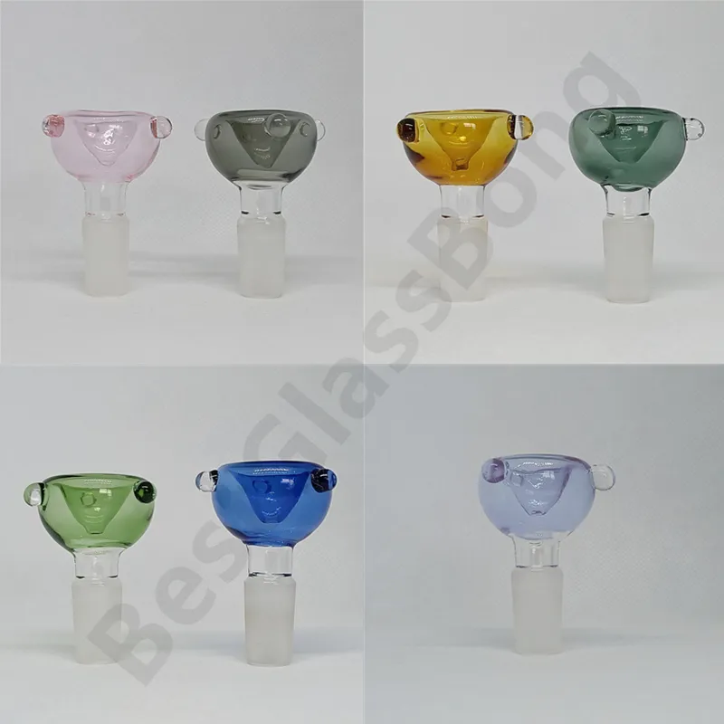 Glass Bowl Pieces Filter Funnel Handle Nail Joint Hookah 14mm Male Colorful Thick For Tobacco Oil Dab Rigs Bong Smoking Accessories