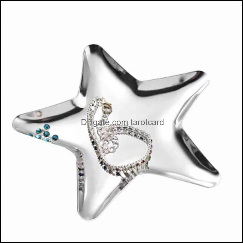 Colorful Bins Five Pointed Star Stainless Steel Jewelry Tray Simple Display Fruit Ornaments Cosmetic Food Storage Plate Pans ZXFTL0046