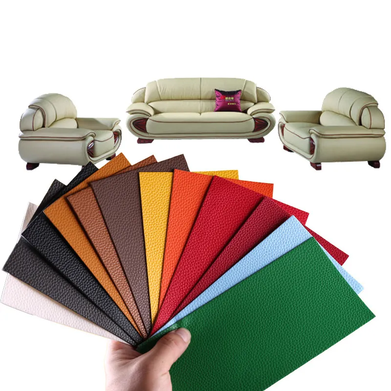 Self Adhesion Litchi Faux Synthetic Leather Patches Big Size Multicolor PU Sofa Hole Repair Car Sticker Decoration Waterproof