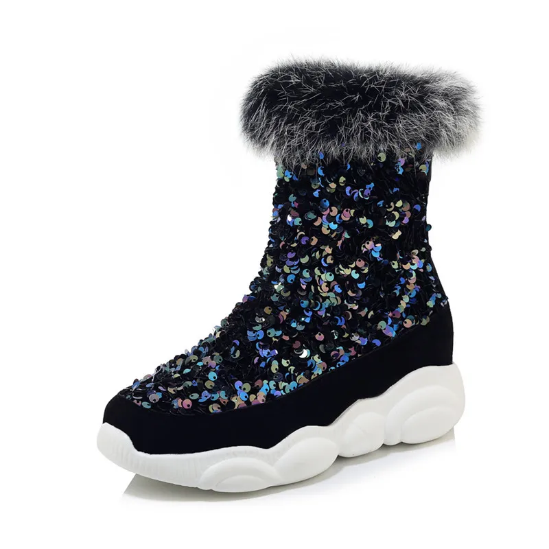 Vendita calda 2020 di grandi dimensioni 33-46 inverno mantenere caldi stivali da neve 3 colori punta quadrata scarpe da donna comodi stivaletti tacco piatto