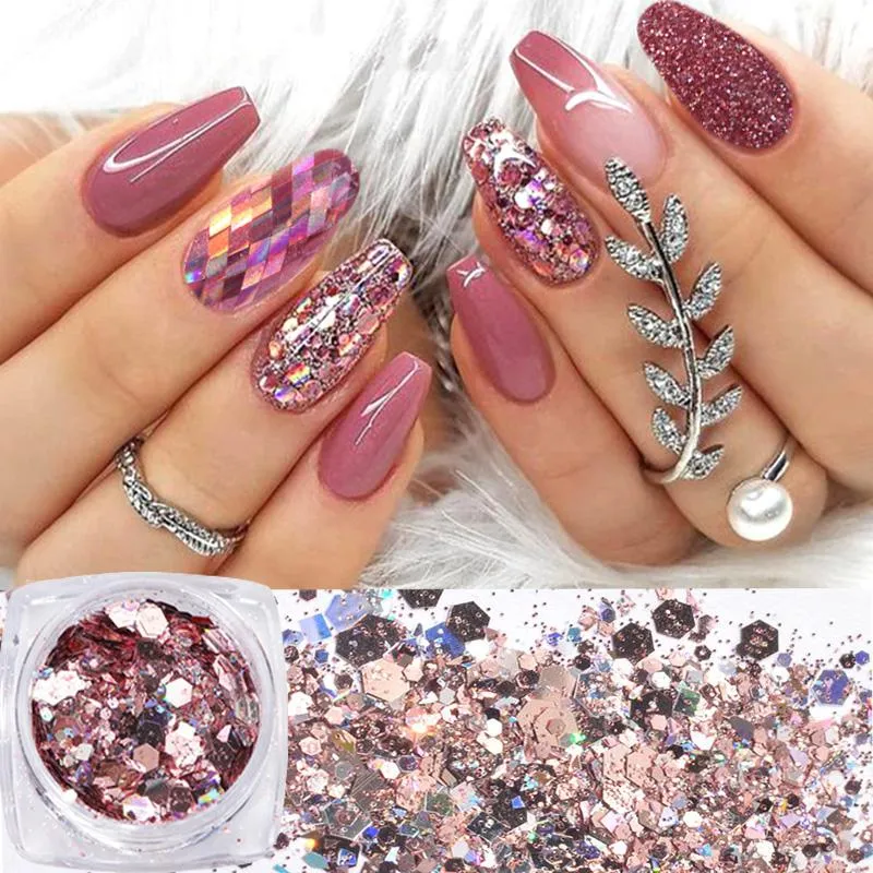 Brillo para uñas con purpurina, 12 colores para uñas con forma de copos de  uñas, lentejuelas de camaleón holográfico para decoración de uñas con  purpurina : : Belleza