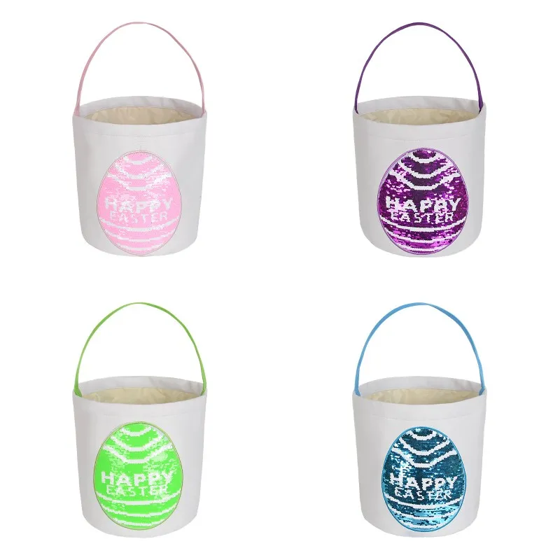 New Easter Basket Sequin Patch Easter Gift Bag Round Bottom Easter Egg