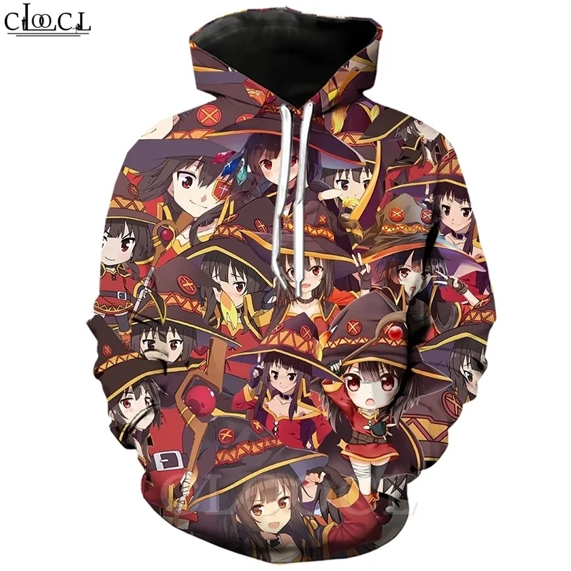 Classic Anime Girl Megumin Konosuba Cosplay Hoodies 3D Print Мужчины Женщины Осень Безвозмездная Спортивная одежда Повседневная Улица T461 201020