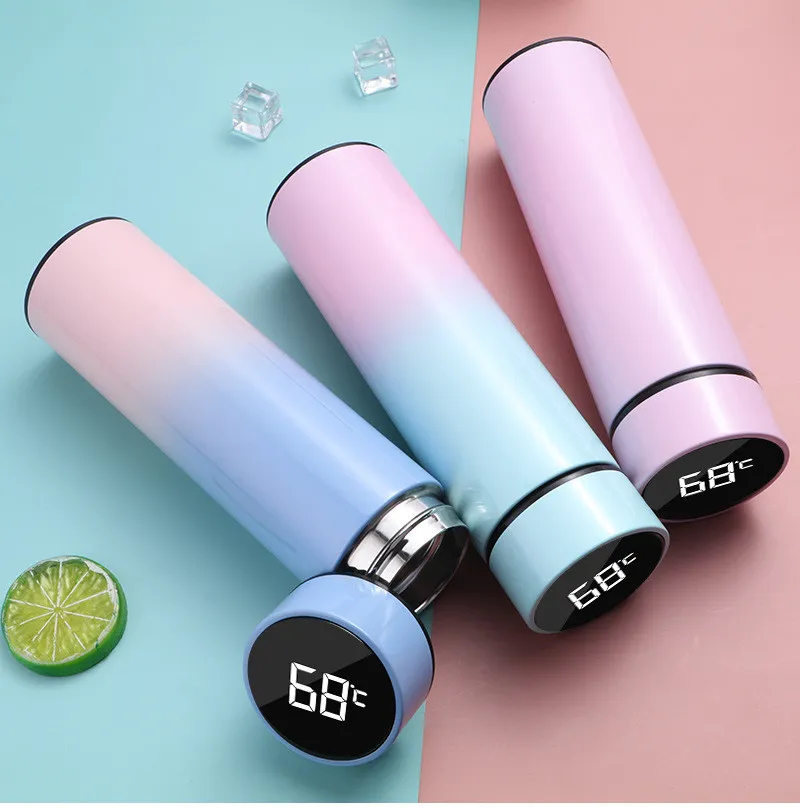 500ML Smart Water Bottle Fashion Led Vacuum Flask Digital Temperature Display Stainless Steel Coffee Thermal Mugs Intelligent Insu239B