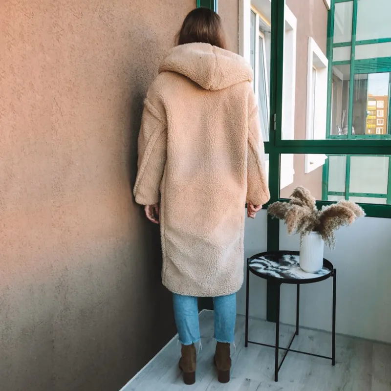 Vintage Loose Faux Fur Oversized Teddy Jacket For Women Trendy Winter Long Teddy Coat With Hood And Warmth From Dou003 47.78 DHgate.Com