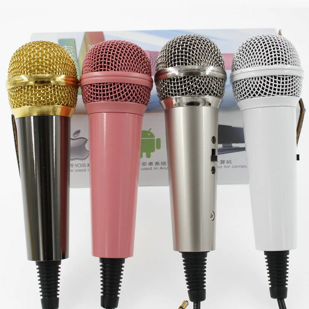 New Portable 3.5mm Stereo Studio Mic KTV Karaoke Mini Handheld Wired Condenser Microphone for Cell Phone Laptop PC Desktop Mic