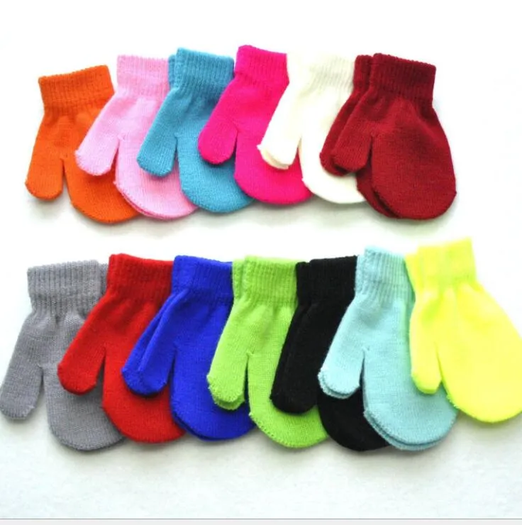 10 Colors Cute Baby Kids gloves Boys Girls Unisex Knitting Warm Soft Gloves Candy Colors Mittens children winter Mittens Unisex Gloves