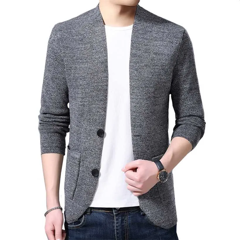 Sweater Cardigan Lana de hombre soltero Simple Simple Color Solid Color Estilo Punto Punto Flojo Abrigo Tamaño Asiático M-4XL 220105