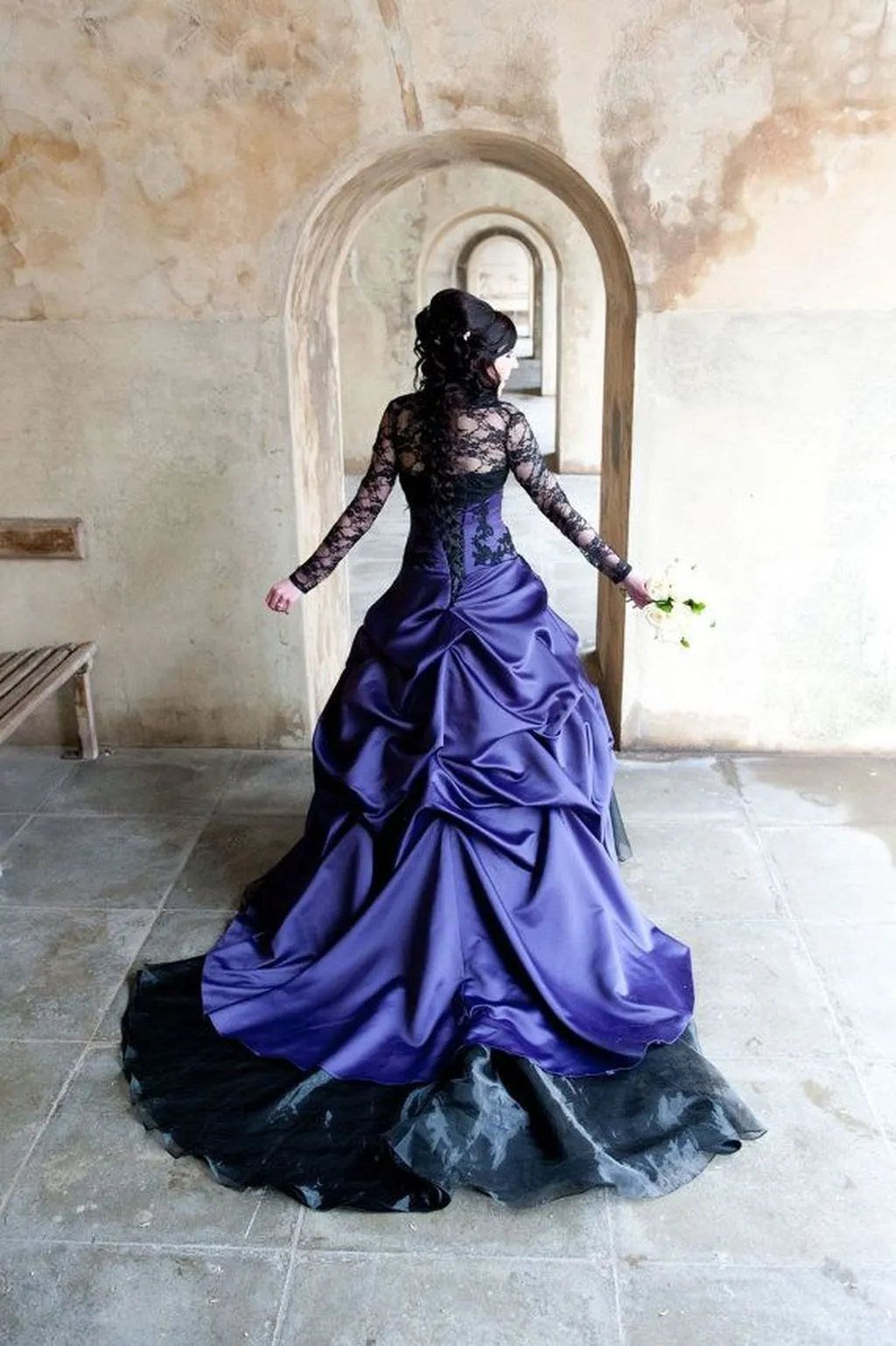 strapless open back dress Purple Wedding Dress High Low Ruffled Pageant Gown 67507 – Viniodress