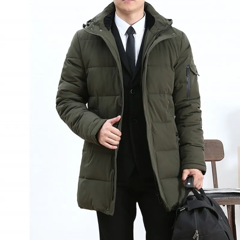 Business Casual Winter Men Long Down Jacket Large Size L 6XL Thicken Warm Parkas Coats Hooded Windbreaker Manteau Homme Hiver 201116
