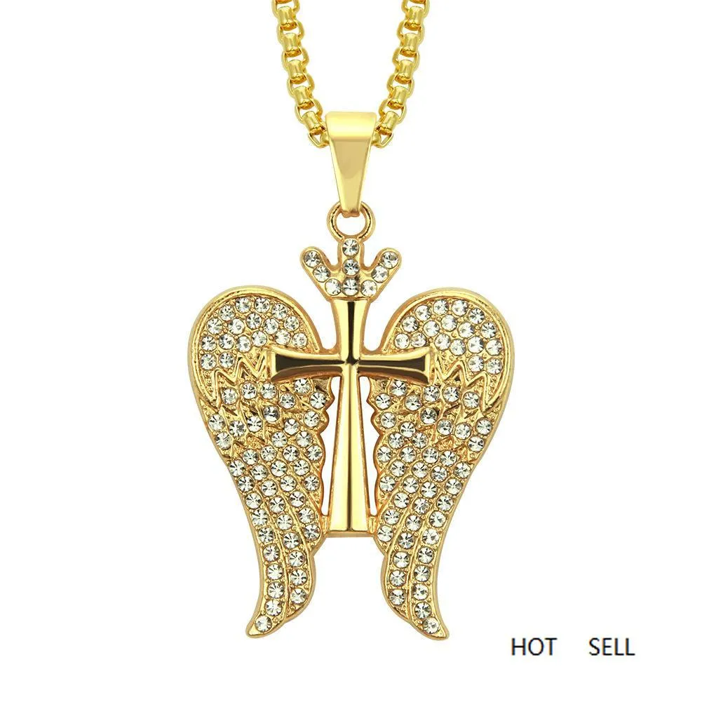 hip hop ali d'angelo pendenti in oro collane pendenti bling bling ghiacciato collane di cristallo catena di corda in acciaio inossidabile