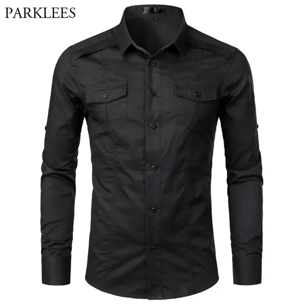 Tactical Shirt Men Brand New Mens Cargo Twill Work Shirts with Pocket Spring Long Sleeve Cotton Chemise Homme Camisa S-XXL C1210