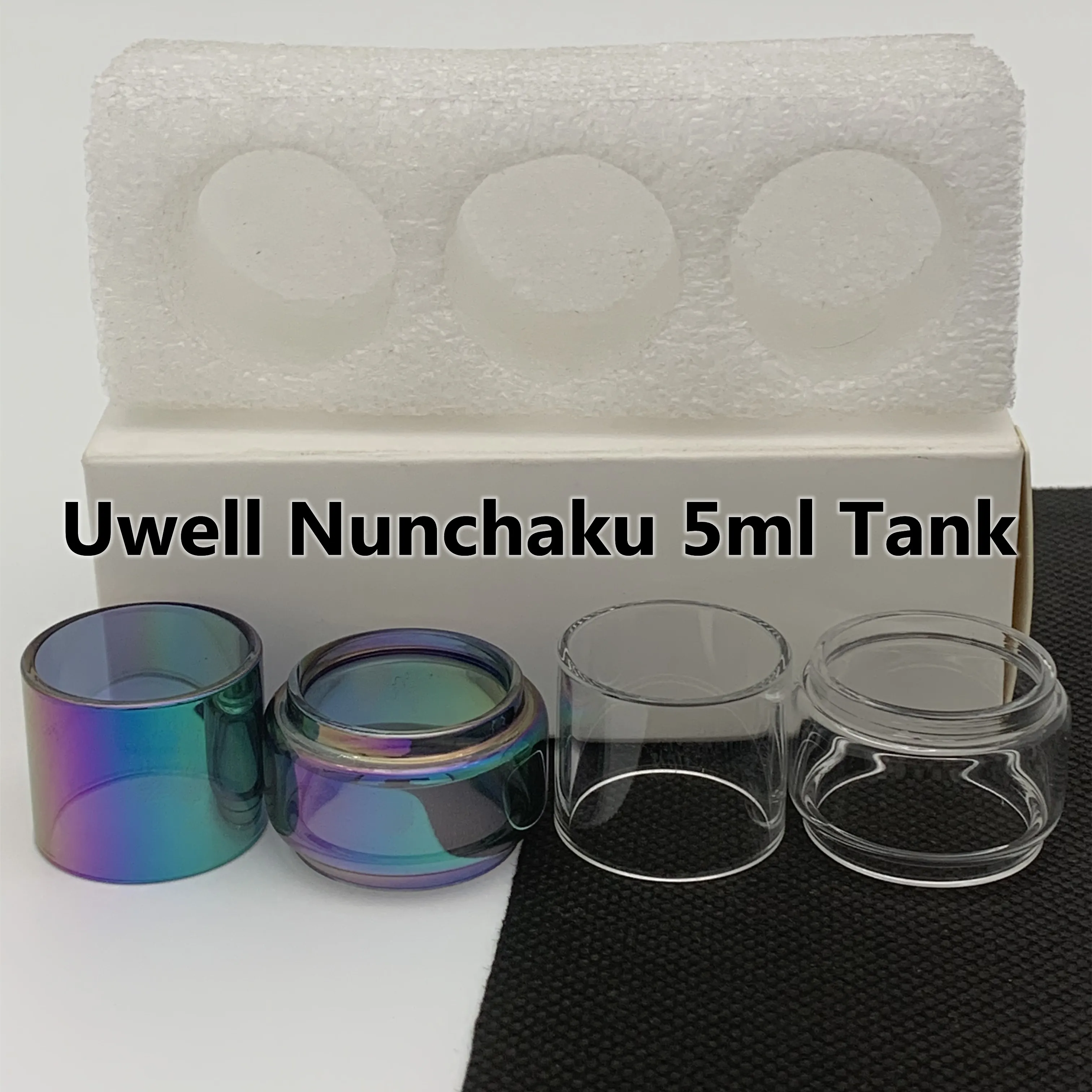 Uwell nunchaku 5ml tank torbası normal ampul tüp 8ml açık gökkuşağı yedek cam tüp genişletilmiş kabarcık fatboy 3pcs/kutu perakende paketi