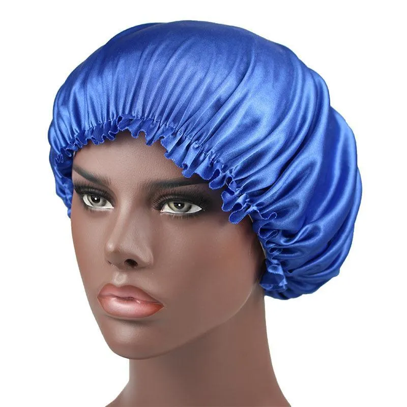 New Solid Color Silk Satin Night Hat Women Head Cover Sleep Caps Bonnet Hair Care Fashion Accessories